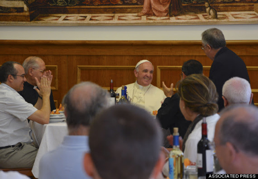 Pope Francis meeting up with his Jesuit brothers